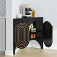 thumbnail image 6 of Small Corner Storage Cabinet, Mid Century Modern Floor Corner Cabinet with Curved Doors and Adjustable Shelves，Freestanding Narrow Storage Organizer for Bathroom, Living Room (Black), 6 of 14