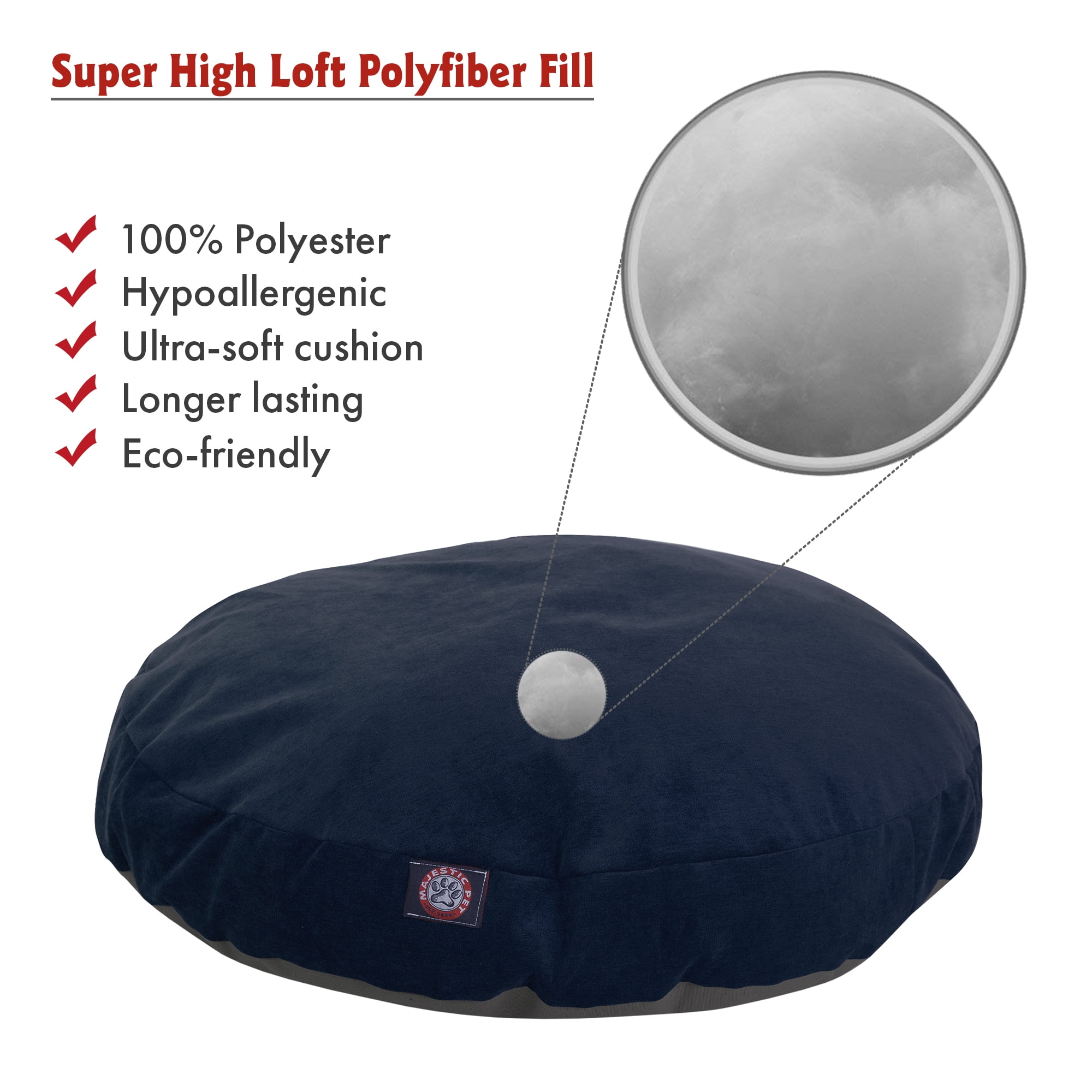 Majestic Pet | Villa Velvet Round Pet Bed For Dogs, Removable Cover, Navy, Medium