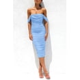 thumbnail image 2 of Vestido PRETTYGARDEN 2025 Midi Fruncido con Hombros Descubiertos Azul Claro M, 2 of 7