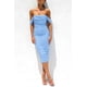 thumbnail image 2 of Vestido PRETTYGARDEN Ajustado con Fruncido y Hombros Descubiertos Azul Claro Talla S, 2 of 7