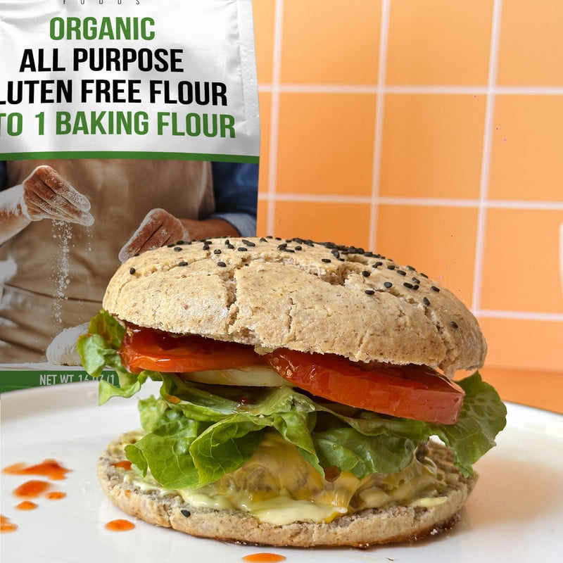 (2 pack) Just About Foods Organic Gluten Free All Purpose 1:1 Baking Flour 1lb, USDA Organic & Nnon-Gmo