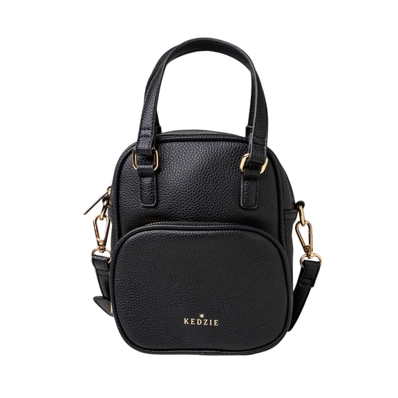Kedzie Women's Vegan Leather Convertible Purse Crossbody with Top Handles, Black