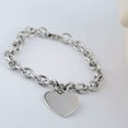 thumbnail image 3 of GKNET Sterling Silver Rolo Link Chain Charm Bangle Heart Tag Bracelet Jewelry, 3 of 5
