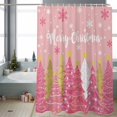 thumbnail image 2 of Pink Christmas Tree Bathroom Shower Curtain Merry Christmas Gold White Snow Pine Tree Waterproof Washable Shower Curtains for Bathtub Bath Decor with Grommets and Hook 66 X 72 Inch, 2 of 8