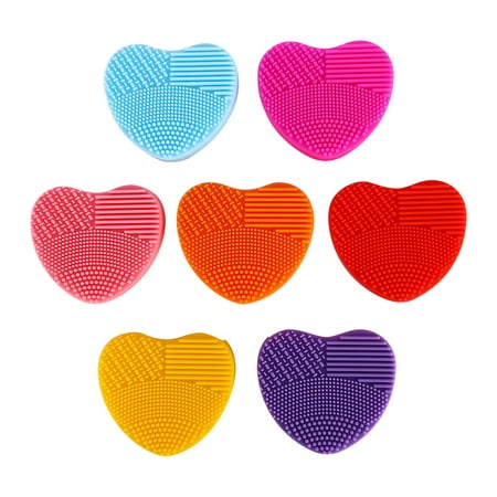 WALFRONT 7Colors Makeup Brush Cleaner Silicone Heart Glove Cleaning Cosmetic Board Washing Scrubber,Makeup Brush Cleaner, Brush Washing
