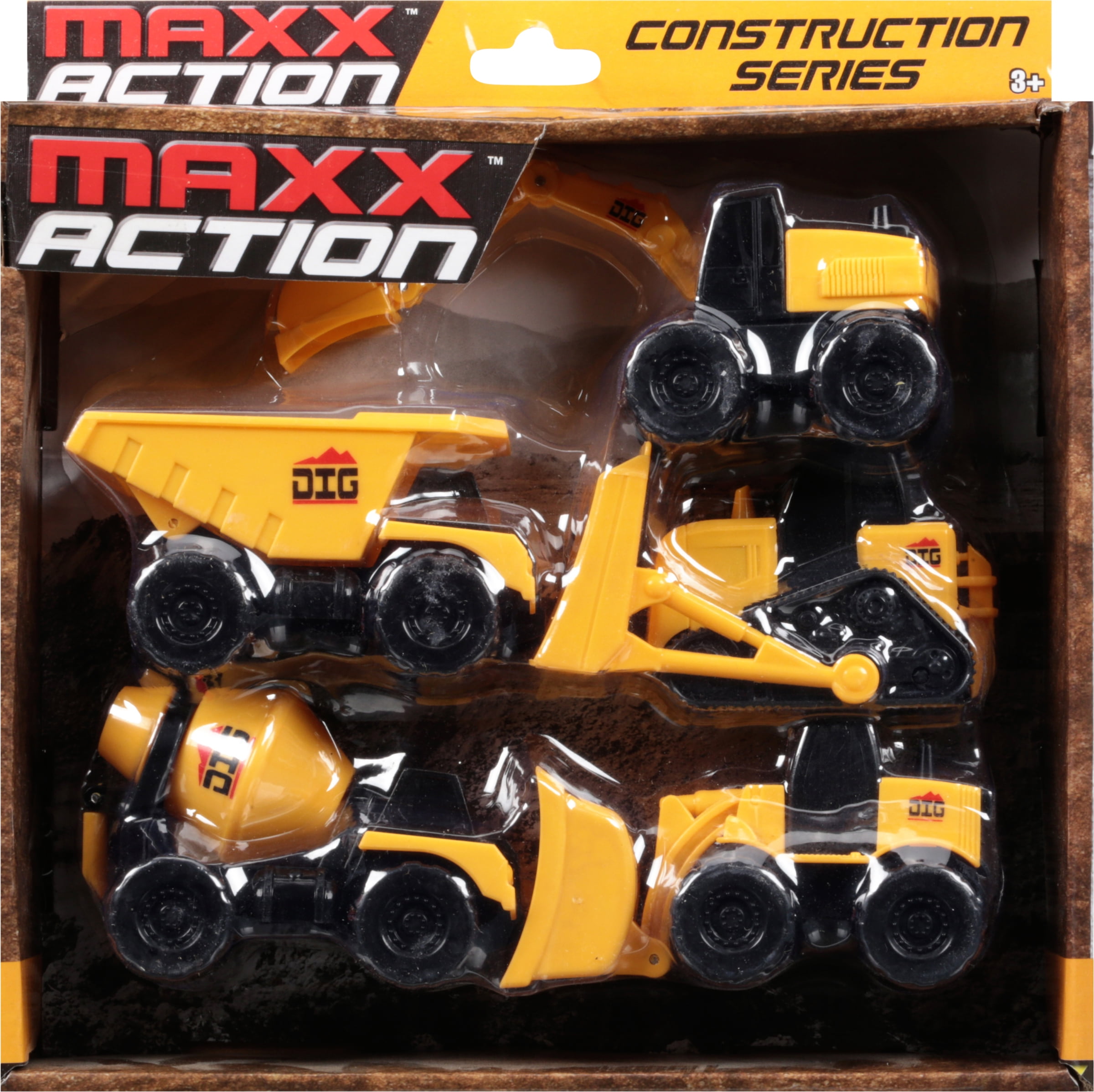 Early Educational and Birthday Party Gift for Boys 3,4,5,6,7,8,9 Year Olds Excavator Dump Truck Cement Mixer Tank Truck Toy Construction Vehicle Micro Set of 4 Mini Toy Cars and Trucks for Kids