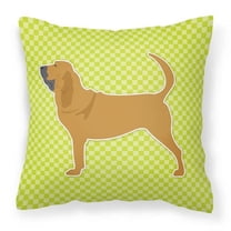 Carolines Treasures BB3784PW1818 Bloodhound Checkerboard Green Fabric Decorative Pillow