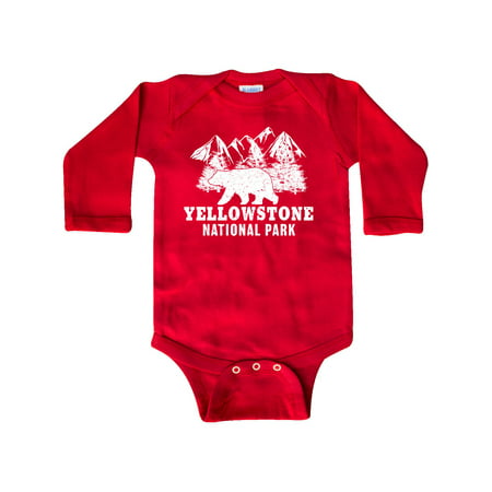 

Inktastic Yellowstone National Park with Bear Mountains and Trees Gift Baby Boy or Baby Girl Long Sleeve Bodysuit
