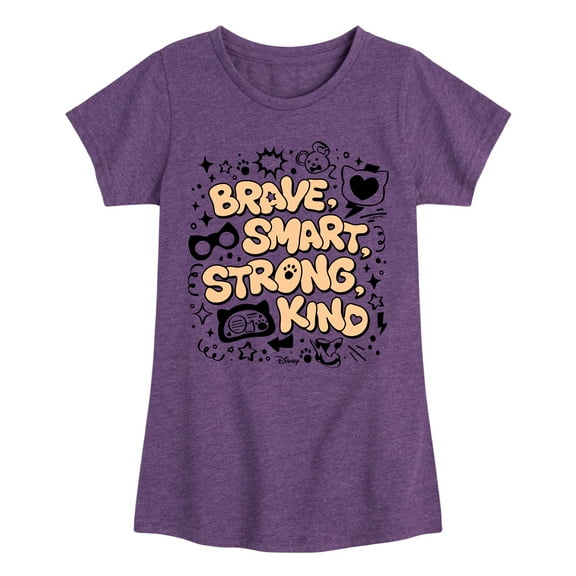 Super Kitties - Brave Smart Strong Kind - Girls Fitted Short Sleeve Graphic T-Shirt