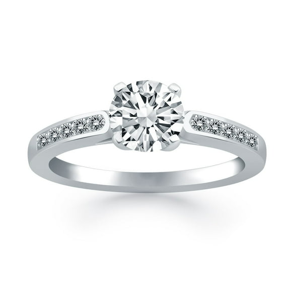 14k White Gold Diamond Channel Cathedral Engagement Ring Size 4