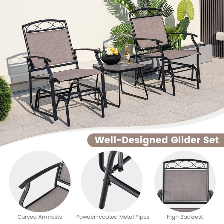 Aimee Lii 3 Pieces Outdoor Patio Furniture for Porch, Backyard, Sturdy, Brown