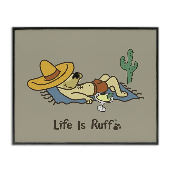 Stupell Industries Siesta Dog in Desert Animals Painting Black Framed Art Print Wall Art, 14 x 11