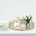 thumbnail image 4 of Gold Round Glass Mirror Tray Organizer Perfume Jewelry Holder Bathroom Vanity Makeup Tray, 4 of 23