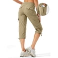 thumbnail image 3 of Women's Cargo Capris Hiking Pants Lightweight Quick Dry Outdoor Athletic Travel Casual Loose Comfy Cute Pockets Deciduous Green M, 3 of 7