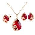 thumbnail image 2 of Shenmeida 3Pcs/set Exquisite Necklace Jewelry Set Waterdrop Shape Rhinestone Necklace Ring Earrings Set for Anniversary, 2 of 2
