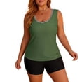 thumbnail image 4 of Maqroz Women's Scoop Neck Tankini and Shorts Set Two Piece Swimsuit Athletic Bathing Suit with Cross Back Strap Design, Active Lifestyle Swimwear for Beach Jogging Paddle Boarding Adventures, 4 of 8