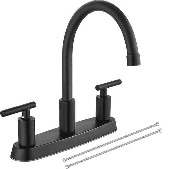 Black Kitchen Faucets High Arc 360°Rotating Spout Kitchen Sink Faucet 2 Handle 8 Inch Centerset Kitchen Faucet