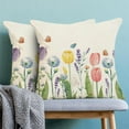 thumbnail image 2 of Spring Pillow Covers 18x18 Set of 2, Tulip Lavender Butterfly Throw Pillow Covers Flowers Decorative Mother''s Day Pillowcase Spring Decor for Home Couch Sofa Outdoor, 2 of 6