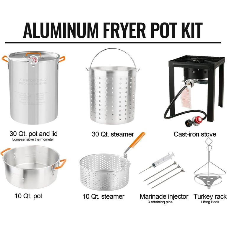 Fire Magic 3570 26 Quart Aluminum Turkey Fryer Pot With Basket &  Thermometer 