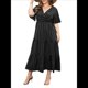 thumbnail image 3 of Vestido Informal de Lunares para Mujer, Talla Grande, de Verano, Corta, Cuello en V, Holgado, Escalonado Negro XXL, 3 of 9