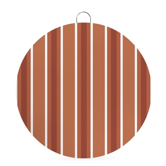Welcome Sign for Front Door, Burnt Orange Striped Round Metal Wall Art Wreaths, Geometric Modern Vertical Lines Abstract Outdoor Indoor Wall Hanging Sign for Porch Decor Housewarming Gifts 5.9 Inch