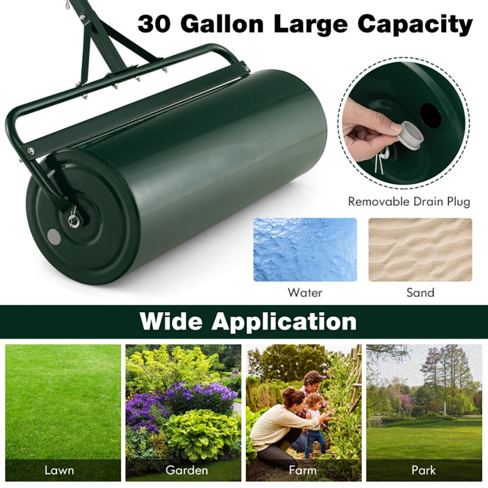Resenkos Manual Lawn Aerator, Aerator Lawn Tool,39 Inch Wide Push/Tow Lawn Roller-Green