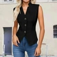 thumbnail image 3 of Cardigan Sweaters for Women, Women's Sweater Vest Fashionable Buttoned Sleeveless Knit Cardigan Casual Wear Stretchy Comfortable Layering Piece, Women's Sweaters(Black,2XL), 3 of 7