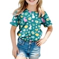 thumbnail image 4 of Staki Girls Easter Shirt Happy Easter Shirts for Girls Easter Bunny Graphic Tee Toddler Easter Shirt Kids Easter Outfit Vacation Clothes 1-9Y 10-13Y(Green,6-7 Years), 4 of 6