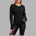 thumbnail image 2 of felwors Women's Long Sleeves Workout T Shirt Breathable Sports Running Yoga Tops Thumb Holes Black, L, 2 of 7