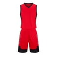 thumbnail image 2 of BRGZLK Children's Sports Shorts Sets Kids Trendy Solid Color Casual Round Neck Sleeveless Basketball Shirt With Elastic Waist Shorts Sports Quick Dry Set Red 11-12 Years, 2 of 7