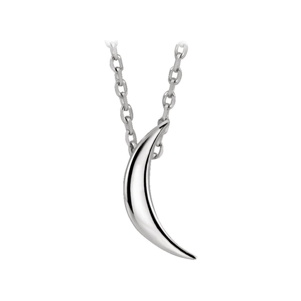 14k White Gold Moon Crescent Pendant Necklace For Her