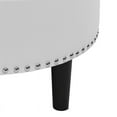 thumbnail image 5 of Partner Furniture 30" Round Faux Leather Tufted Storage Ottoman in White, 5 of 6