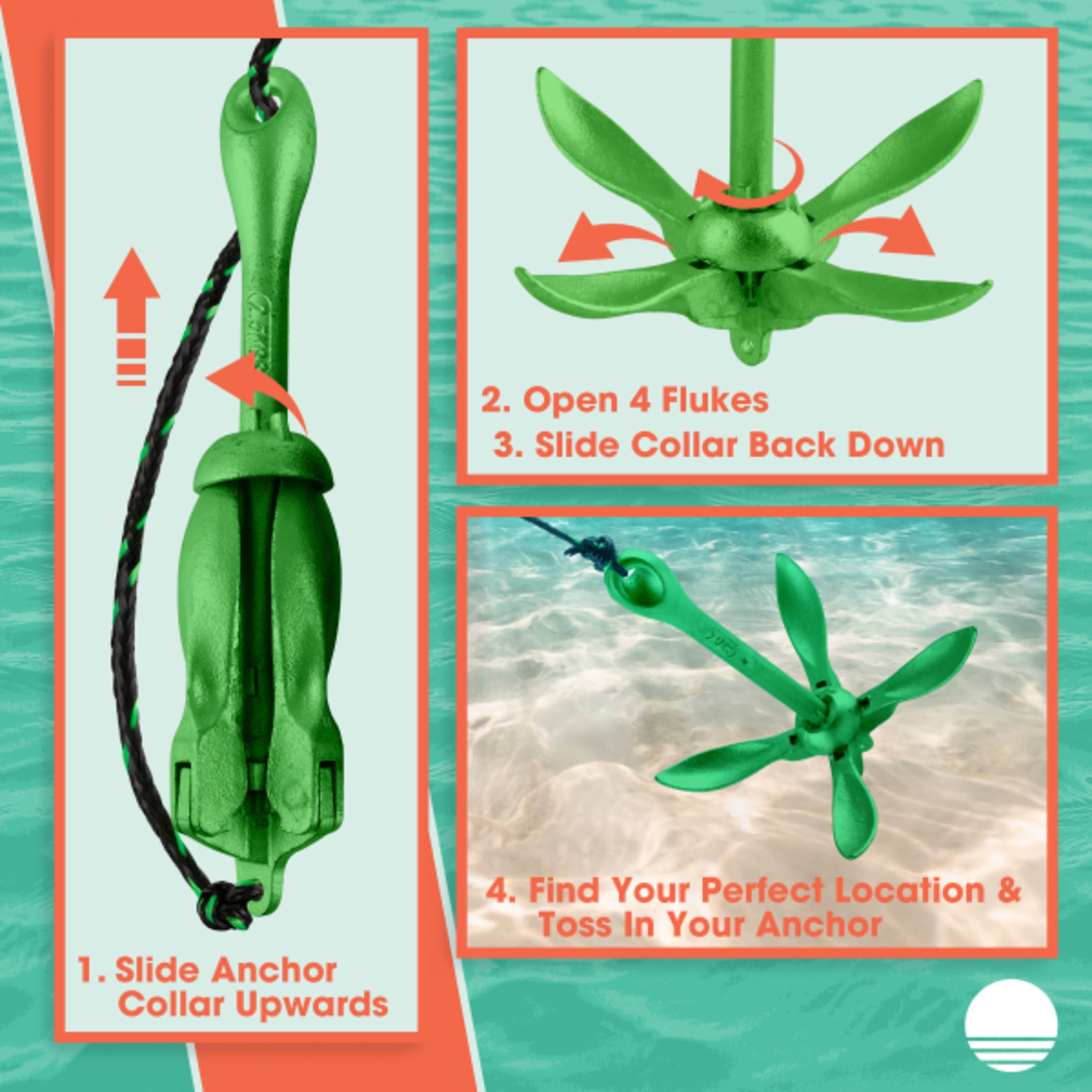 RAD Sportz 5.5lb Kayak Anchor for Paddle Board, Canoe or Jet Ski, Green