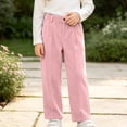 thumbnail image 6 of hotojiny Girls Corduroy Pants Casual Loose Wide Leg Kids Trousers with Pockets Comfy Pull on Plain Uniform Pants(Pink,15-16 Years), 6 of 8