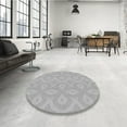 thumbnail image 3 of Ahgly Company Indoor Round Patterned Gunmetal Gray Area Rugs, 4' Round, 3 of 6
