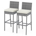 thumbnail image 1 of Gymax 2 PCS Patio Wicker Barstools Bar Height Chairs W/ Cushions Backyard Off White, 1 of 9