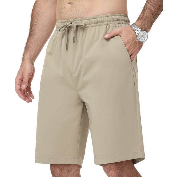 Lavenicole Men's Casual Athletic Shorts, Lightweight Workout Hiking Shorts 9" with 4 Pockets Khaki 36W
