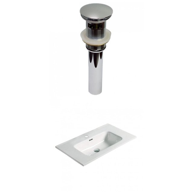 American Imaginations 24.16-in. W 1 Hole Ceramic Top Set In White Color - Overflow Drain Incl. AI-30554