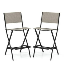Spaco Folding Bar Stools Set of 2 with Backrest Humanized Footrest, Stools Set with Heavy-Duty Metal Frame, Stools Set for Indoor and Outdoor as Bar, Garden, Patio, Coffee