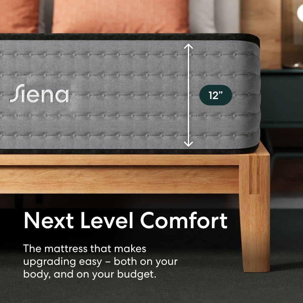 Siena 12” Signature Hybrid Full Mattress – Medium Firm - Memory Foam & Innerspring System – 180-Night Trial – Pressure-Relief – Mattress in a Box