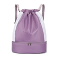 thumbnail image 3 of Mochila con cordón, bolsa de fitness de gran capacidad, bolsa de viaje de tela Oxford separada para ropa seca y húmeda, paquete de mochila con bolsillo, 3 of 6