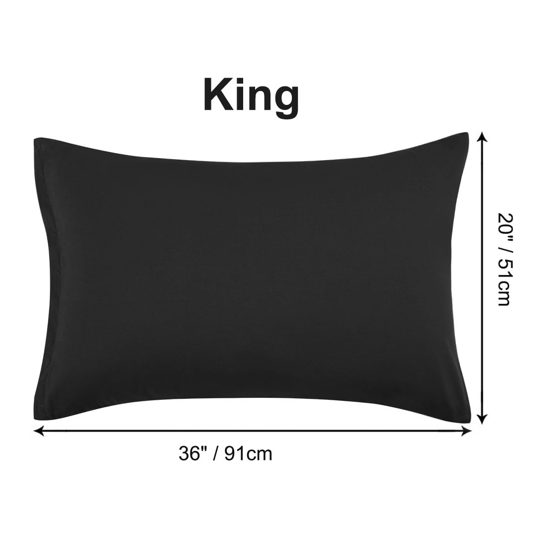 Unique Bargains 4-Piece Soft Microfiber Pillowcases Black King(20"x36")