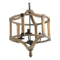 thumbnail image 3 of Lighting Fixtures 3 - Light Wood Drum Chandelier, Hanging Light Fixture with Adjustable Chain for Kitchen Dining Room Foyer Entryway, Bulb Not Included,Table Lamps, 3 of 11