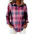 thumbnail image 6 of QASIEATN Womens and Girls Long Sleeve Flannel Shirt Casual Button Down Plaid Shirts 3 Months Adult 2XL, 6 of 7