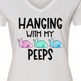thumbnail image 4 of Inktastic Easter Hanging with My Peeps Pastel Bunnies Women's V-Neck T-Shirt, 4 of 5