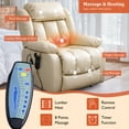 thumbnail image 3 of TEKAMON Infinite Position Lift Recliner Chair for Elderly with Heat and Massage Lay Flat Sleeping Leather Dual Motor Power Lift Chair for Living Room (Beige), 3 of 11