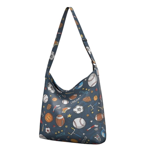 Sports Print Canvas Shopping Bag for Boys and Teens – Reusable Eco-Friendly Tote for School, Commuting, and Daily Use – Ideal Gift for Baseball, Soccer, and Basketball Players