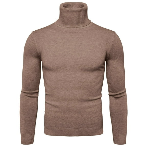 FINALGANG Mens Solid Color Slim Fit Turtleneck Sweater Long Sleeve Ribbed Hem Knit Casual Pullover For Daily Wear Cold Weather Black XL