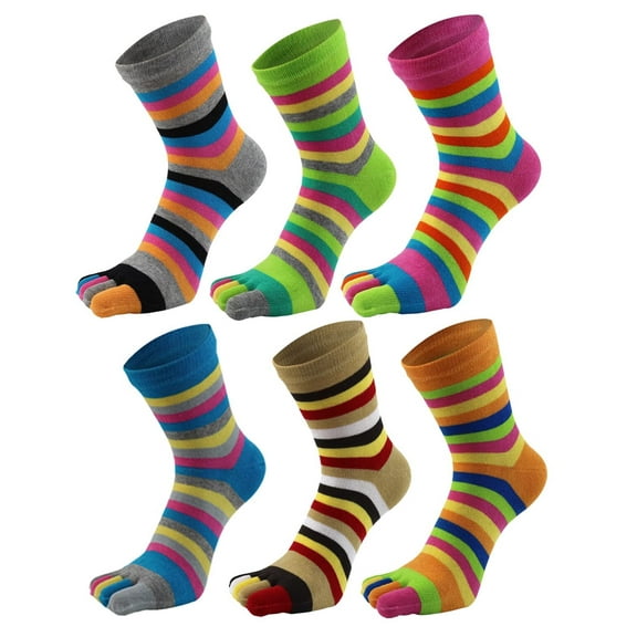6 Pairs Toe Socks 5 Finger Cotton Wicking Athletic Fit Women Shoe Sizes 6-9 (US)