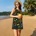 thumbnail image 3 of Lafuoo Pixel Game Pattern Women's Sleeveless Dress, Round Tie Pocket Short Sleeve Dress Summer Clothing, Suitable for Vacation, Leisure, Work-XX-Large, 3 of 8